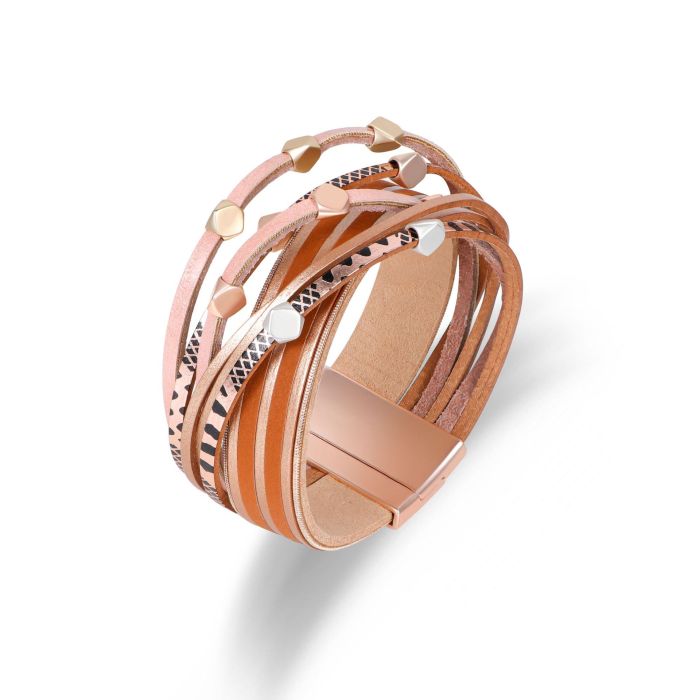 Hot Selling PU Leather Bracelet for Women Alloy Magnetic Clasp Cross Bracelet High-End Ethnic Style Bangle
