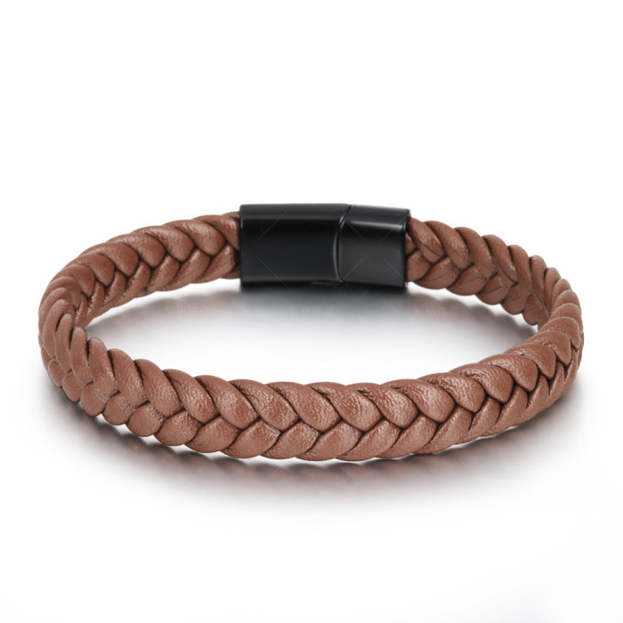 Vintage Cowhide Hand-woven Bracelet Men's Leather Alloy Leather Rope Bracelet Jewelry Wholesale
