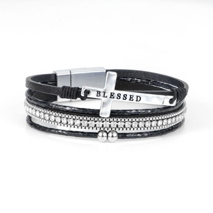 Bohemian Style Cross Multi-layer Bracelet New Exotic Ethnic Style Stone Bracelet High-end Leather Bracelet