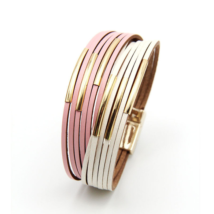 Cross-Border E-commerce New Jewelry Multi-Layer Woven Leather Bracelet Women's Bracelet Accessories Bangle European and American Fashion Jewelry