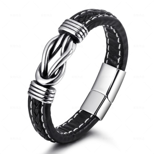 Amazon New Product Ethnic Style Jewelry Stainless Steel Bracelet Men's Handmade Woven Titanium Steel Bangle