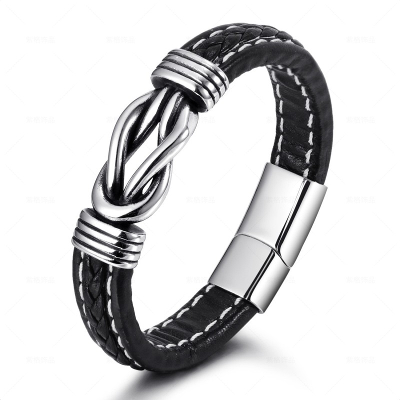 Amazon New Product Ethnic Style Jewelry Stainless Steel Bracelet Men's Handmade Woven Titanium Steel Bangle