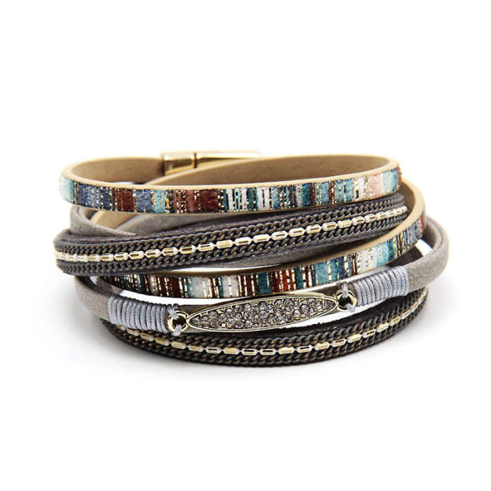 Cross-Border New Bohemian Jewelry Vintage Handmade Woven Bracelet European and American Original Leather Alloy Fashion Jewelry