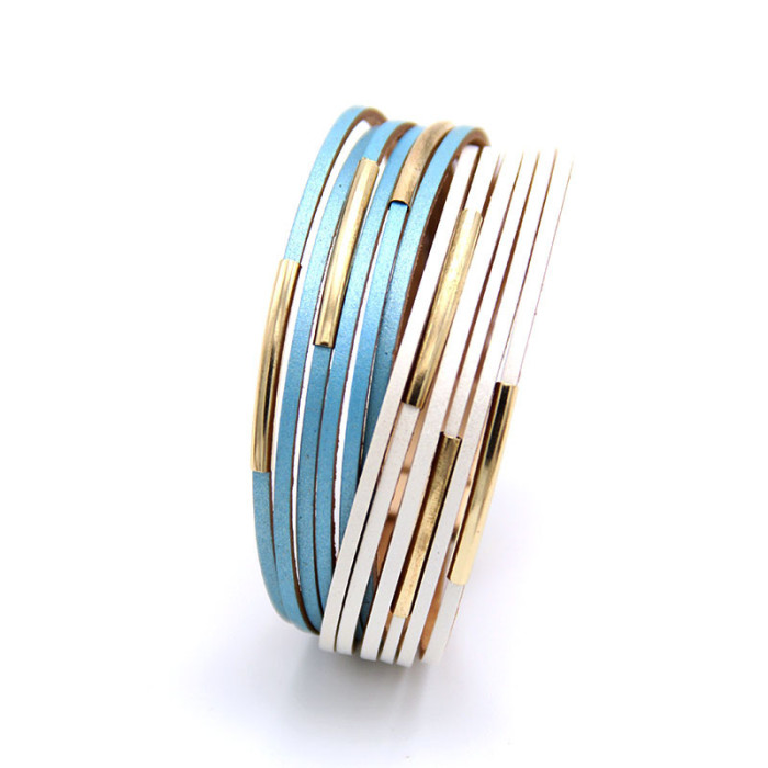 Cross-Border E-commerce New Jewelry Multi-Layer Woven Leather Bracelet Women's Bracelet Accessories Bangle European and American Fashion Jewelry