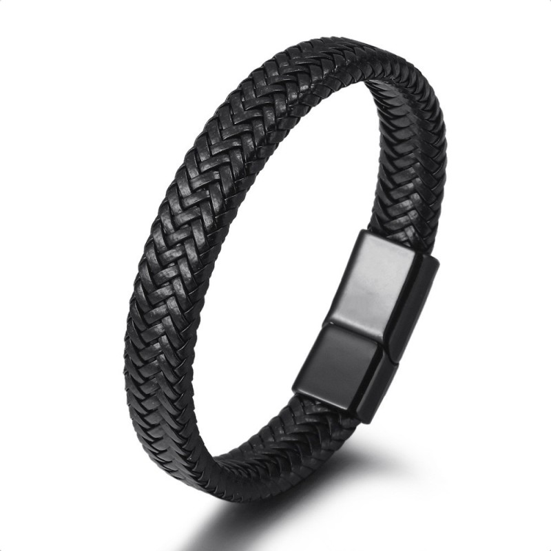 2022 European and American New Alloy Men's Bracelet Simple Wear-resistant Cowhide Rope Woven Bracelet Jewelry Small Commodity Wholesale