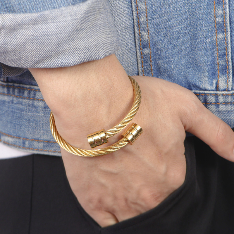 New Arrival Simple Metal Bracelet European and American Style Flexible Steel Wire Fashion Men's Stainless Steel Accessories Bracelet