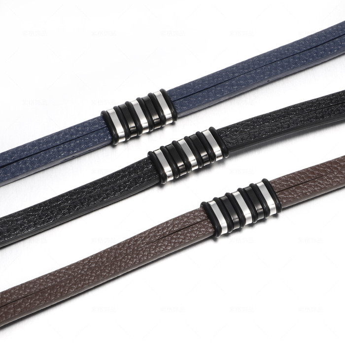 2022 Cross-Border Stainless Steel Men's Leather Bracelet Original Simple Versatile E-commerce New Product Bracelet