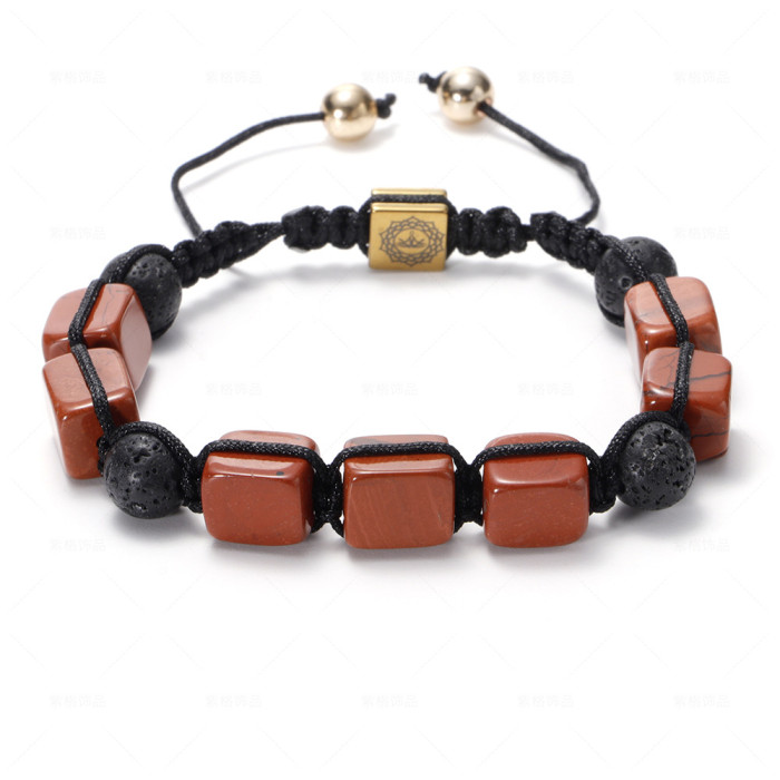 Hot Selling Natural Volcanic Stone White Crystal Bracelet for Men and Women Fashion Hand-woven Rectangular Agate Brac...