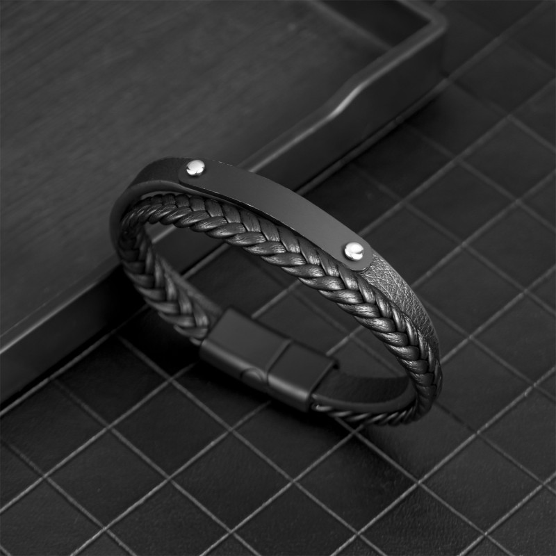 Leather Bracelet Trendy Men's Personality Versatile Fashion Smooth Multi-layer Braided Leather Bracelet Jewelry