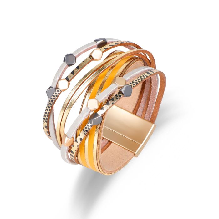 Hot Selling PU Leather Bracelet for Women Alloy Magnetic Clasp Cross Bracelet High-End Ethnic Style Bangle