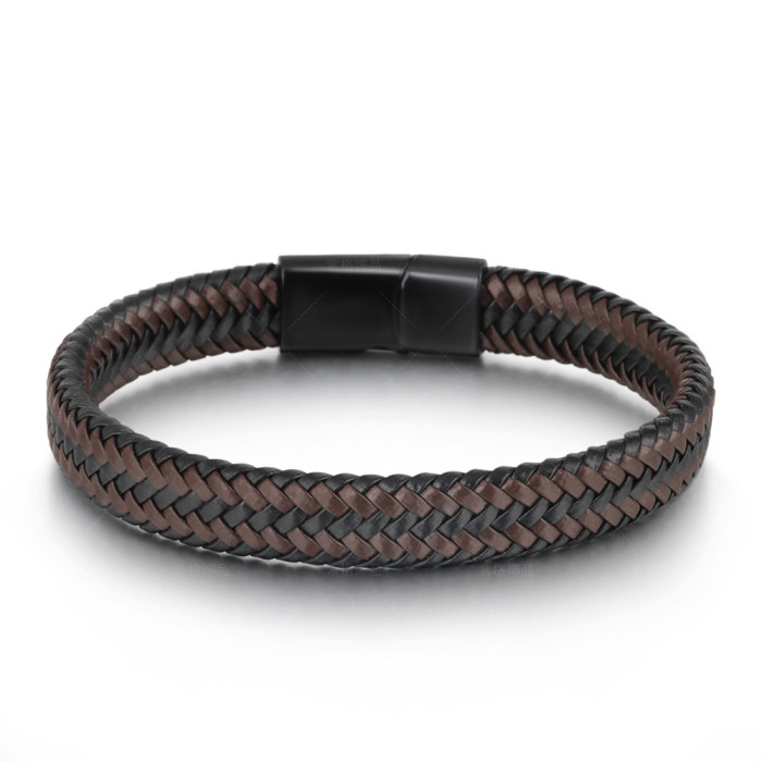 2022 New Alloy Men's Bracelet Simple Wear-resistant Cowhide Rope Woven Bracelet Jewelry Small Commodity Wholesale
