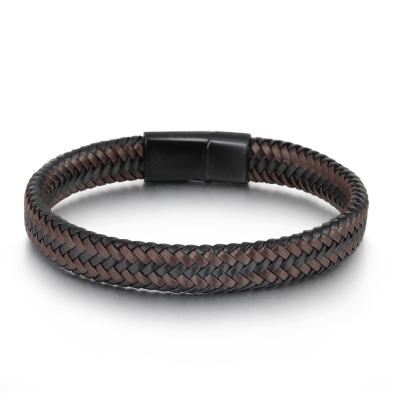 2022 European and American New Alloy Men's Bracelet Simple Wear-resistant Cowhide Rope Woven Bracelet Jewelry Small Commodity Wholesale