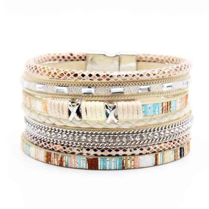 2022 New Jewelry Handmade Braided Rope Women's Bracelet European and American Bohemian Magnetic Clasp Cross-Border Accessories Bangle
