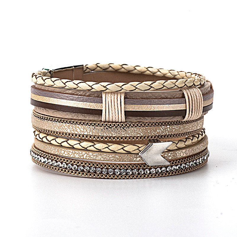 AliExpress/Amazon Source Bohemian Multi-layer Woven Bracelet Ethnic Style Arrow Pattern Wide Band Bracelet