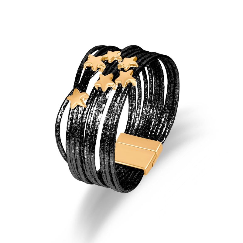 New Handmade Colorful Woven Leather Women's Bracelet Five-Pointed Star Fashion Bracelet Alloy Magnetic Clasp Ethnic Style Bangle