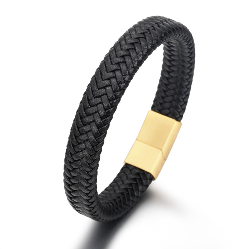 Original Gold Matte Handmade Braided Twist European and American Style Jewelry Stainless Steel Men's Bracelet Titanium Steel