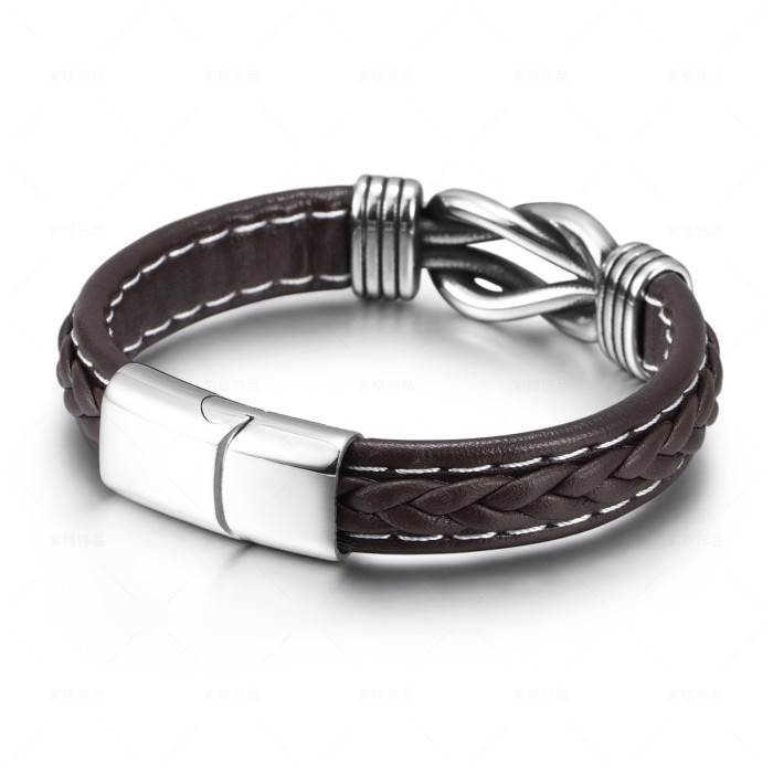 Amazon New Product Ethnic Style Jewelry Stainless Steel Bracelet Men's Handmade Woven Titanium Steel Bangle