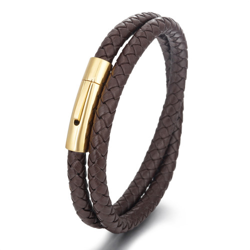 Original Retro Handmade Woven Men's Bracelet Adjustable Magnetic Clasp European and American Style Trendy Bracelet