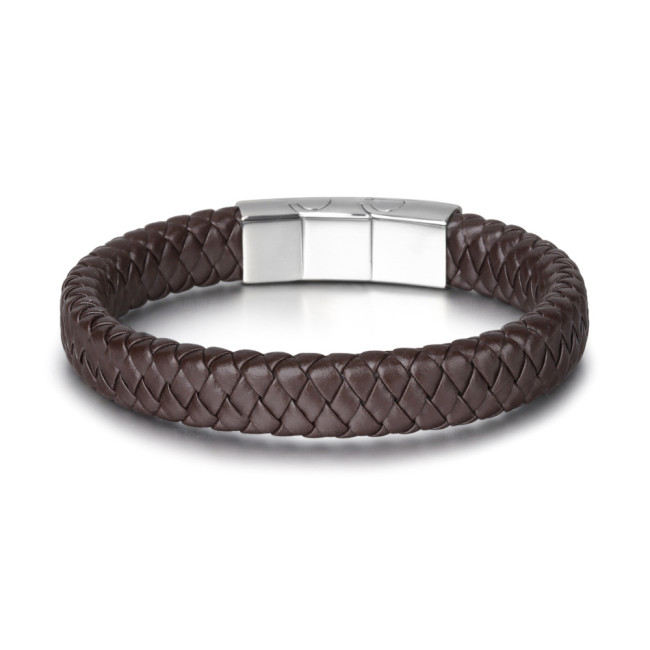 Cross-Border Hand-Woven Three-Section Magnetic Bracelet Stainless Steel Men's Trendy Titanium Steel Jewelry In Stock