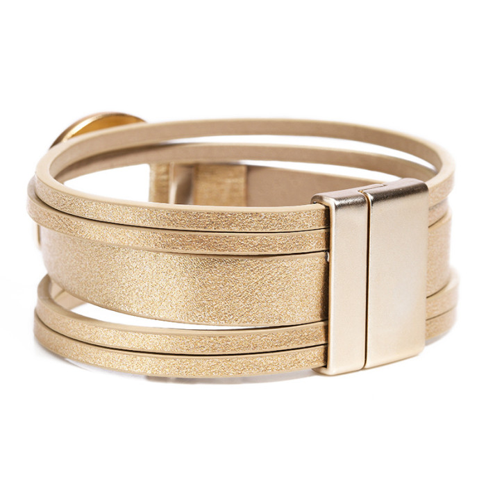 Cross-Border E-commerce Dropshipping European and American Fashion Zinc Alloy Magnetic Clasp Leather Woven Bracelet Women's Fashion Bracelet