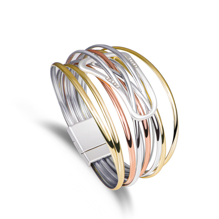 Fashion Versatile Multi-layer European and American Style Bracelet Bohemian Style Alloy Magnetic Clasp Bracelet New Women's Jewelry