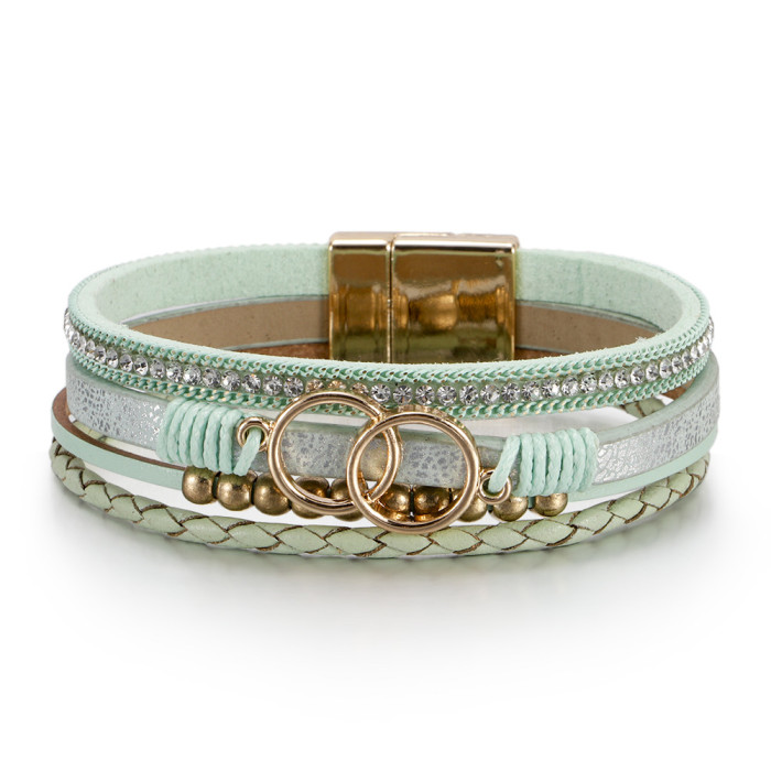 Hot Sale Simple Style Leather Bracelet Multi-Layer Handmade Women's Woven Bracelet Niche Accessories in Stock Wholesale