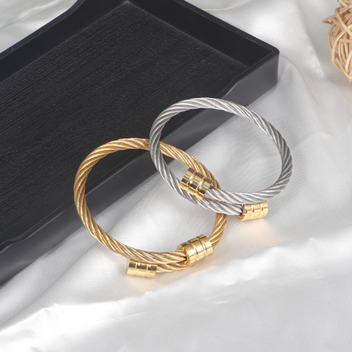 New Arrival Simple Metal Bracelet Style Flexible Steel Wire Fashion Men's Stainless Steel Accessories Bracelet