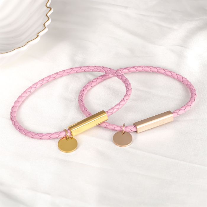 New Leather Woven Bracelet Creative DIY Personalized Stainless Steel Bracelet Simple Fashion Couple Bracelet