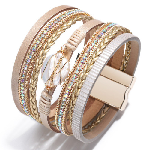 Cross-Border New Product Bracelet Woven Natural Shell Baroque Pearl Women's Bracelet Jewelry Wholesale Bracelets
