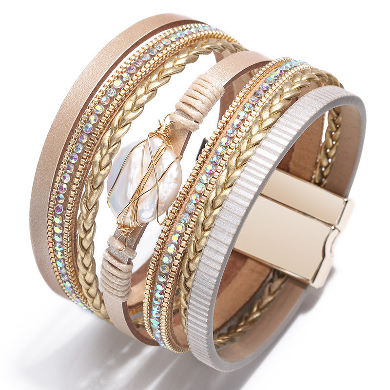 Cross-Border New Product Bracelet Woven Natural Shell Baroque Pearl Women's Bracelet Jewelry Wholesale Bracelets