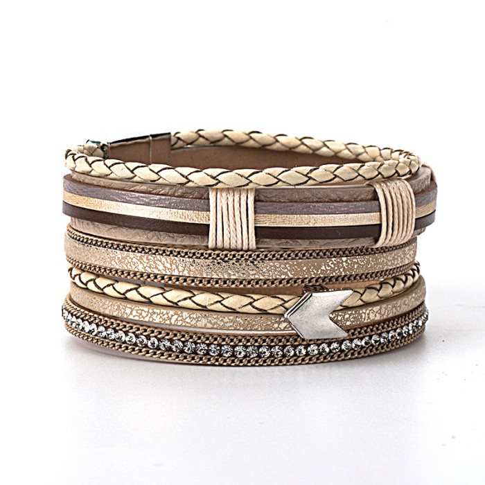 AliExpress/Amazon Source Bohemian Multi-layer Woven Bracelet Ethnic Style Arrow Pattern Wide Band Bracelet
