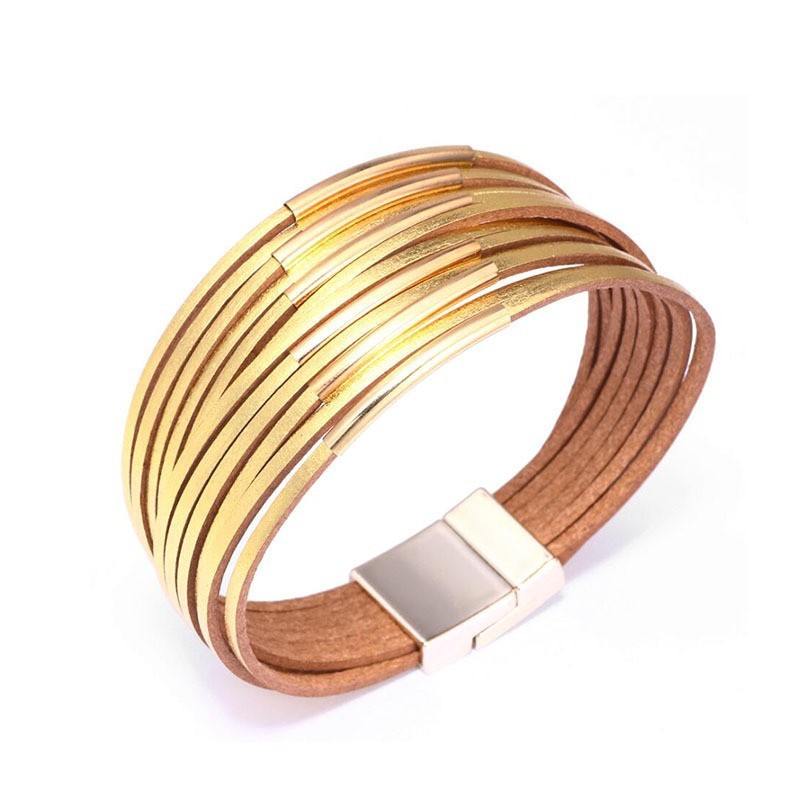 Cross-Border E-commerce New Jewelry Multi-Layer Woven Leather Bracelet Women's Bracelet Accessories Bangle European and American Fashion Jewelry