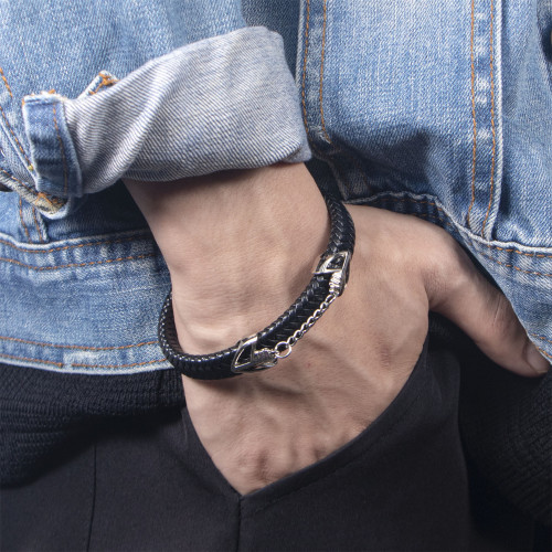 Minimalist Fashion Woven Leather Bracelet European and American Style Triangle Shape PU Hand Jewelry New Alloy Magnetic Buckle Mixed Color Bracelet