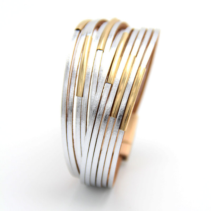 Cross-Border E-commerce New Jewelry Multi-Layer Woven Leather Bracelet Women's Bracelet Accessories Bangle European and American Fashion Jewelry
