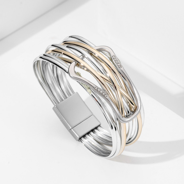 New Fashion Multi-layer Style Bracelet PU Leather Light Luxury Bohemian Style Alloy Magnetic Clasp Bracelet