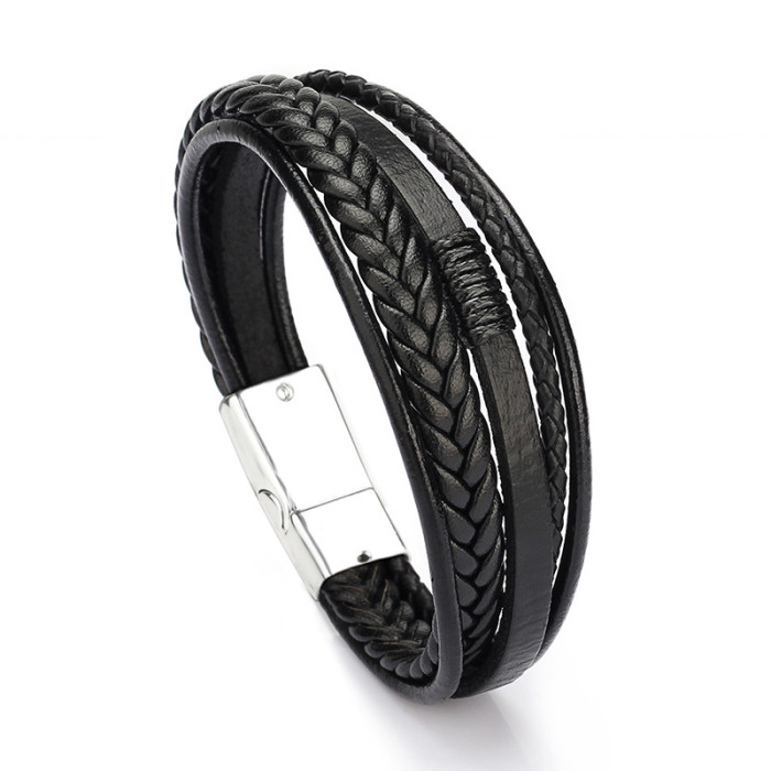 Hot Sale Original Style Jewelry Fashion Leather Rope Hand Weaving Bracelet Men's Bracelet Ethnic Style Jewelry