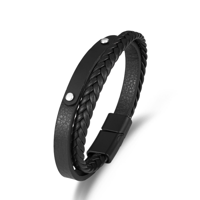 Leather Bracelet Trendy Men's Personality Versatile Fashion Smooth Multi-layer Braided Leather Bracelet Jewelry