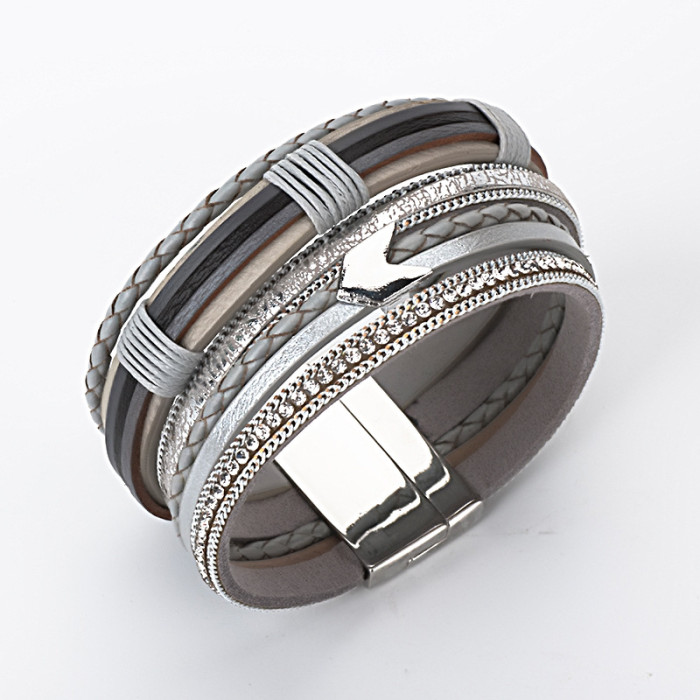 AliExpress/Amazon Source Bohemian Multi-layer Woven Bracelet Ethnic Style Arrow Pattern Wide Band Bracelet