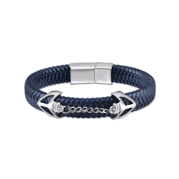 Minimalist Fashion Woven Leather Bracelet Style Triangle Shape PU Hand Jewelry New Alloy Magnetic Buckle Mixed Color...