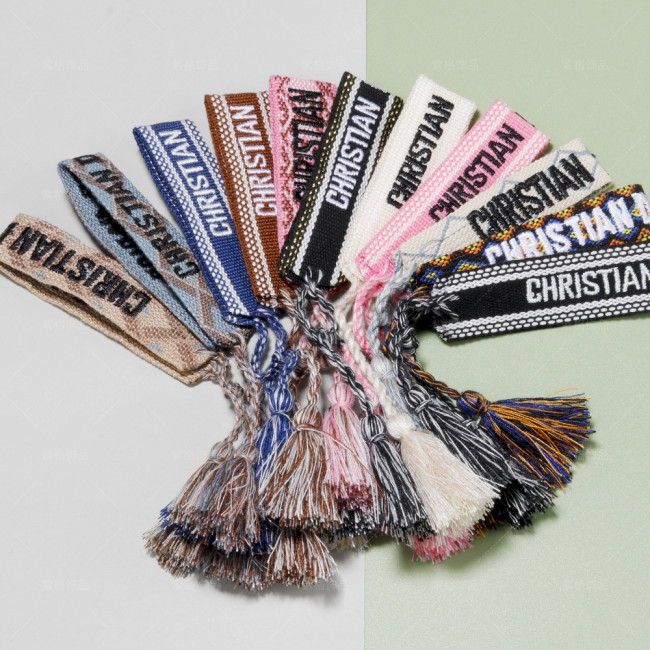 D Brand In-Stock Cotton Thread Embroidered Wristband Tassel Woven Bracelet for Women Bohemian Style Letter European and American Style Bracelet