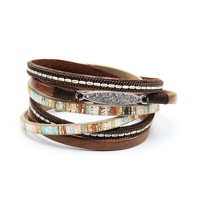 Cross-Border New Bohemian Jewelry Vintage Handmade Woven Bracelet European and American Original Leather Alloy Fashion Jewelry