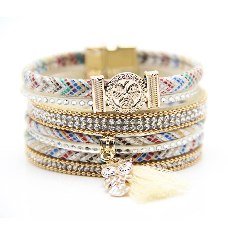 Cross-Border Jewelry Ethnic Owl Leather Bracelet Bohemian Women's Bracelet European and American Style Ins Jewelry Export