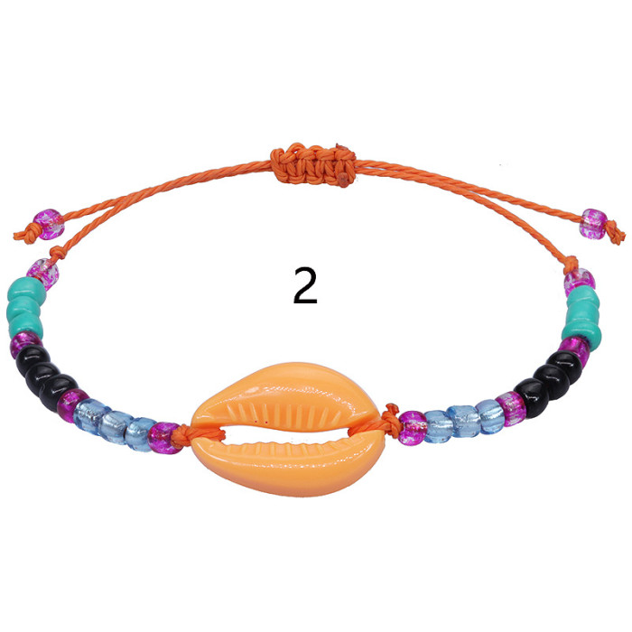 Cross-Border Hot Sale INS Style Acrylic Shell Bracelet Colorful Rice Beads Woven Hand Jewelry Bohemian Bracelet In Stock
