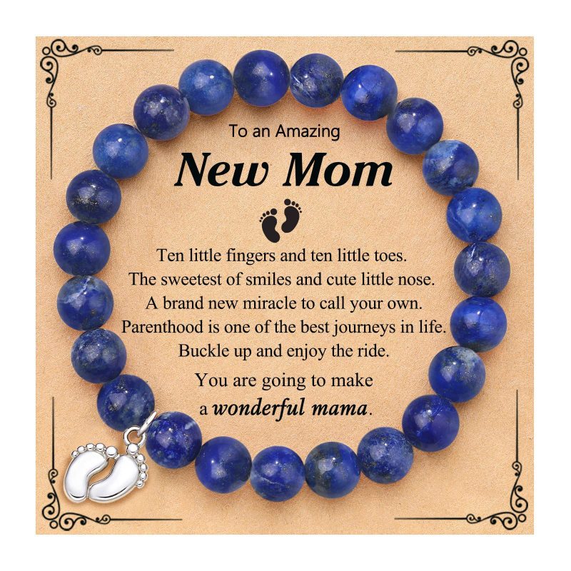 Cross-Border Hot-Selling Women's Friendship Bracelet Pink Zebra Red Vein Stone Purple Agate Beaded Anklet Bracelet Lapis Lazuli Bracelet