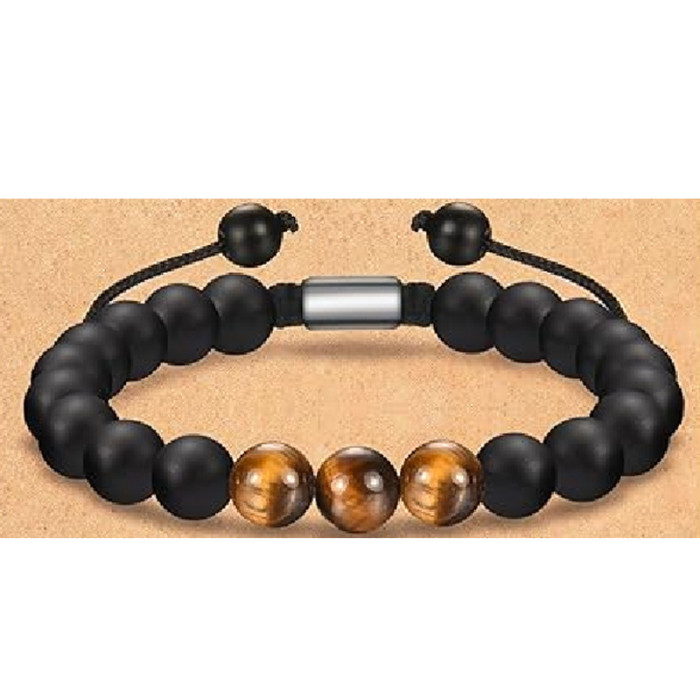 Amazon Hot-Selling Obsidian Men's Football Rugby Volleyball Hand-Woven Bracelet New Women's Beaded Bracelet