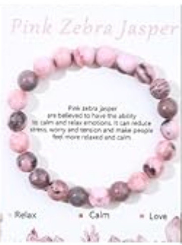 Cross-Border Hot-Selling Tiger Eye Stone Pink Zebra Beaded Elastic Cord Bracelet Crystal Agate Tiger Eye Stone Wholesale Bracelet Jewelry