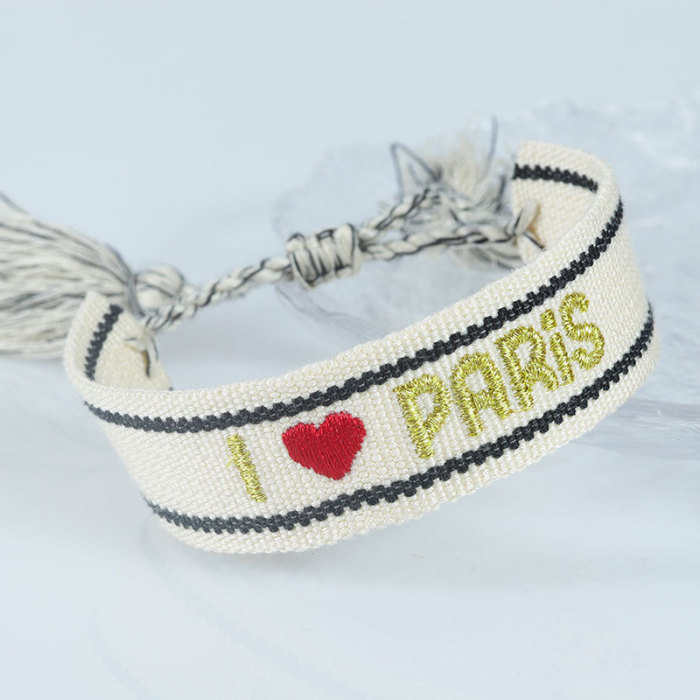 Embroidery Eiffel Tower Ethnic Style Woven Wristband France PARIS Olympics Bracelet Souvenir