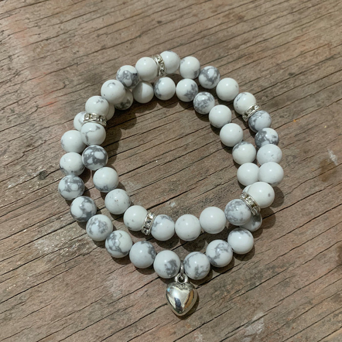 Cross-Border Jewelry Pink Zebra Stone Bead Bracelet Festival Gift for Men and Women Friendship Heart Bead Bracelet Wholesale Hot Item
