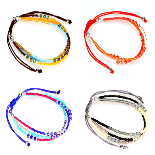 Cross-Border E-commerce Hot-Selling European and American Style Bracelet for Women and Men Hand-Woven Rice Beads Bohemian Colorful Fashion Accessories INS