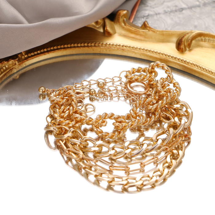 Amazon Hot-Selling Metal Bracelet Set Personality Thick Chain Bracelet Smooth Multi-Layer Open Bangle, Jewelry Sets